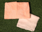 Peach Perfection: Hand-Embroidered Chikankari Unstitched Dress Material Set