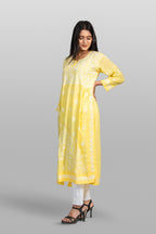 Lemon Yellow Modal Hand-Embroidered Chikankari Kurta