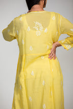 Lemon Yellow Modal Hand-Embroidered Chikankari Kurta