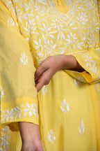 Lemon Yellow Modal Hand-Embroidered Chikankari Kurta