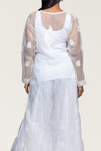 White Organza Chikankari Kurti with Paisley & Booti Work