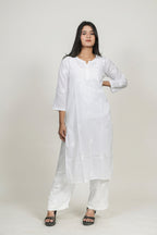 Ethereal White Dobby Cotton Chikankari Kurta