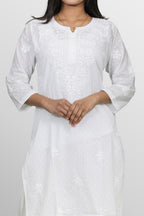 Ethereal White Dobby Cotton Chikankari Kurta