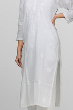 Ethereal White Dobby Cotton Chikankari Kurta