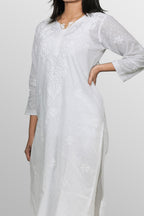 Ethereal White Dobby Cotton Chikankari Kurta