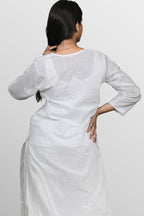 Ethereal White Dobby Cotton Chikankari Kurta