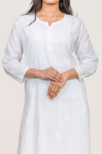 Ethereal White Chanderi Chikankari Kurti
