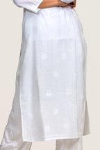 Ethereal White Chanderi Chikankari Kurti