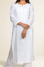 Ethereal White Chanderi Chikankari Kurti