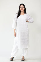 Pure White Muslin Hand-Embroidered Chikankari Kurti
