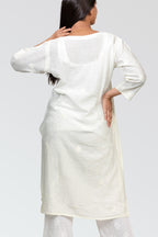 Off-White Chanderi Chikankari Kurti: Timeless Grace