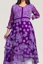 Violet Chikankari Layered Kurti