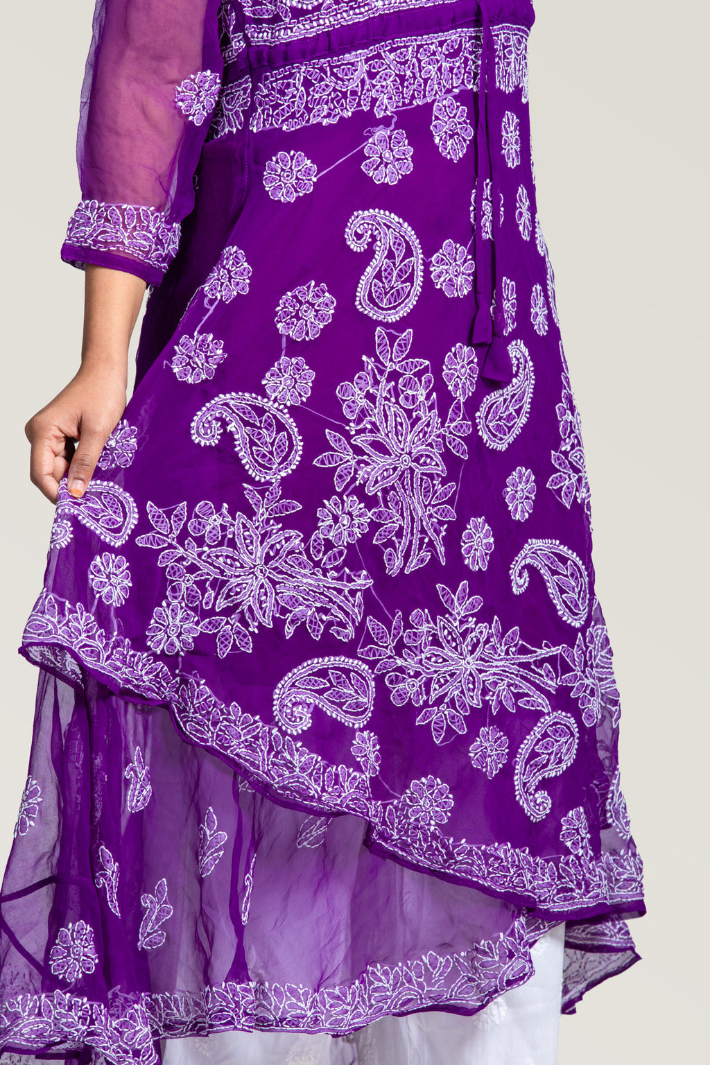 Violet Chikankari Layered Kurti