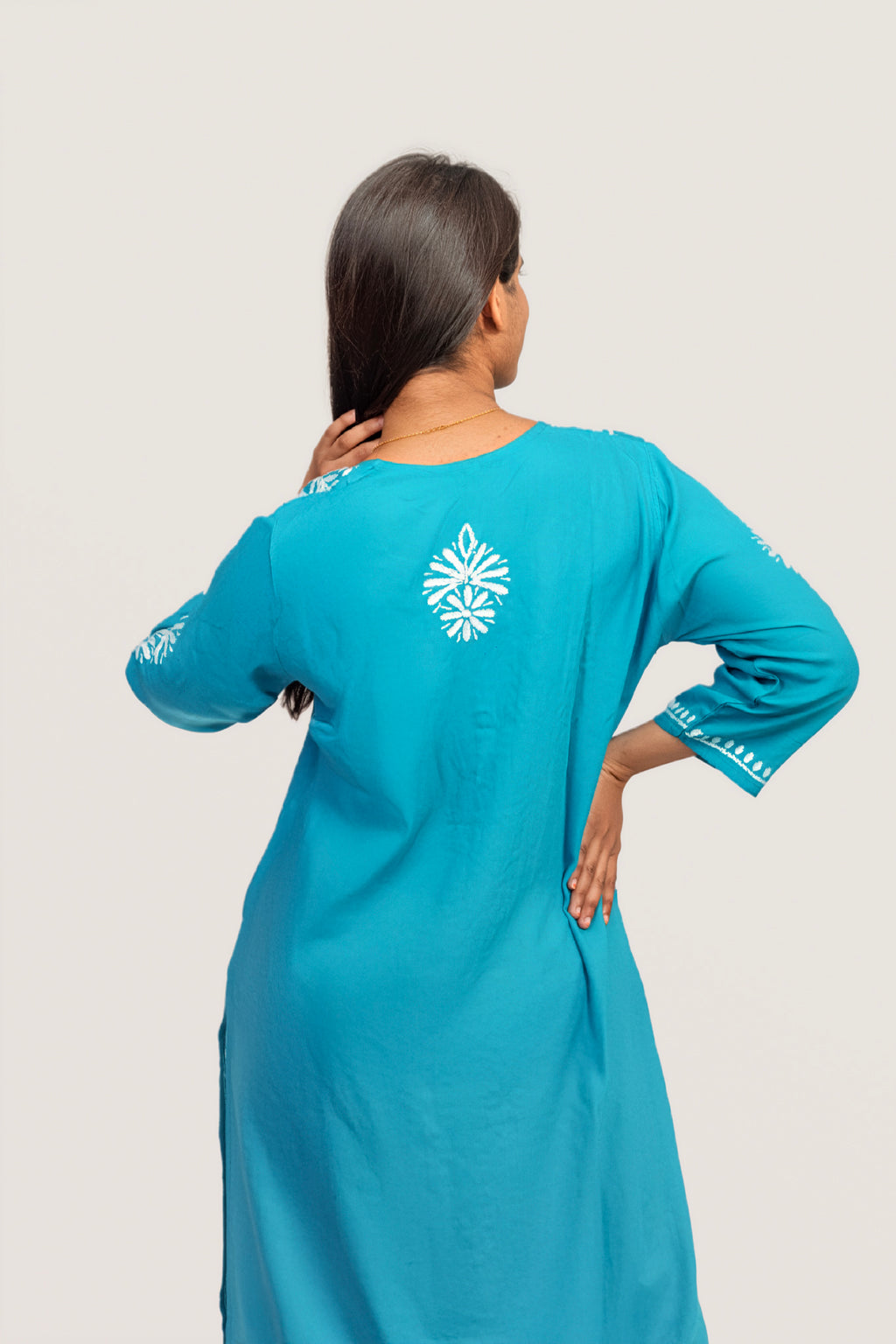 Blue Rayon Chikankari Kurti