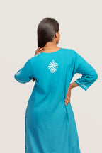 Blue Rayon Chikankari Kurti