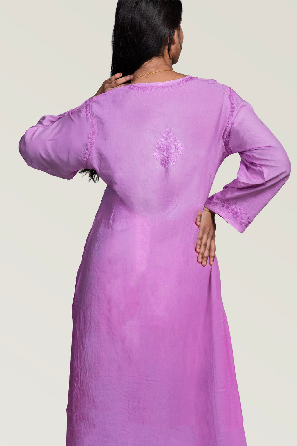 Dual Tone Modal Chikankari Kurti-Rose Lavender