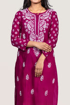 Violet Cotton Chikankari Kurti