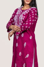 Violet Cotton Chikankari Kurti