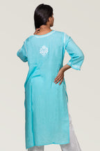 Light Blue Rayon Chikankari Kurti