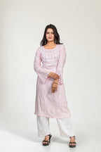 Baby Pink Modal Chikankari Kurti