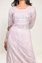 Baby Pink Modal Chikankari Kurti