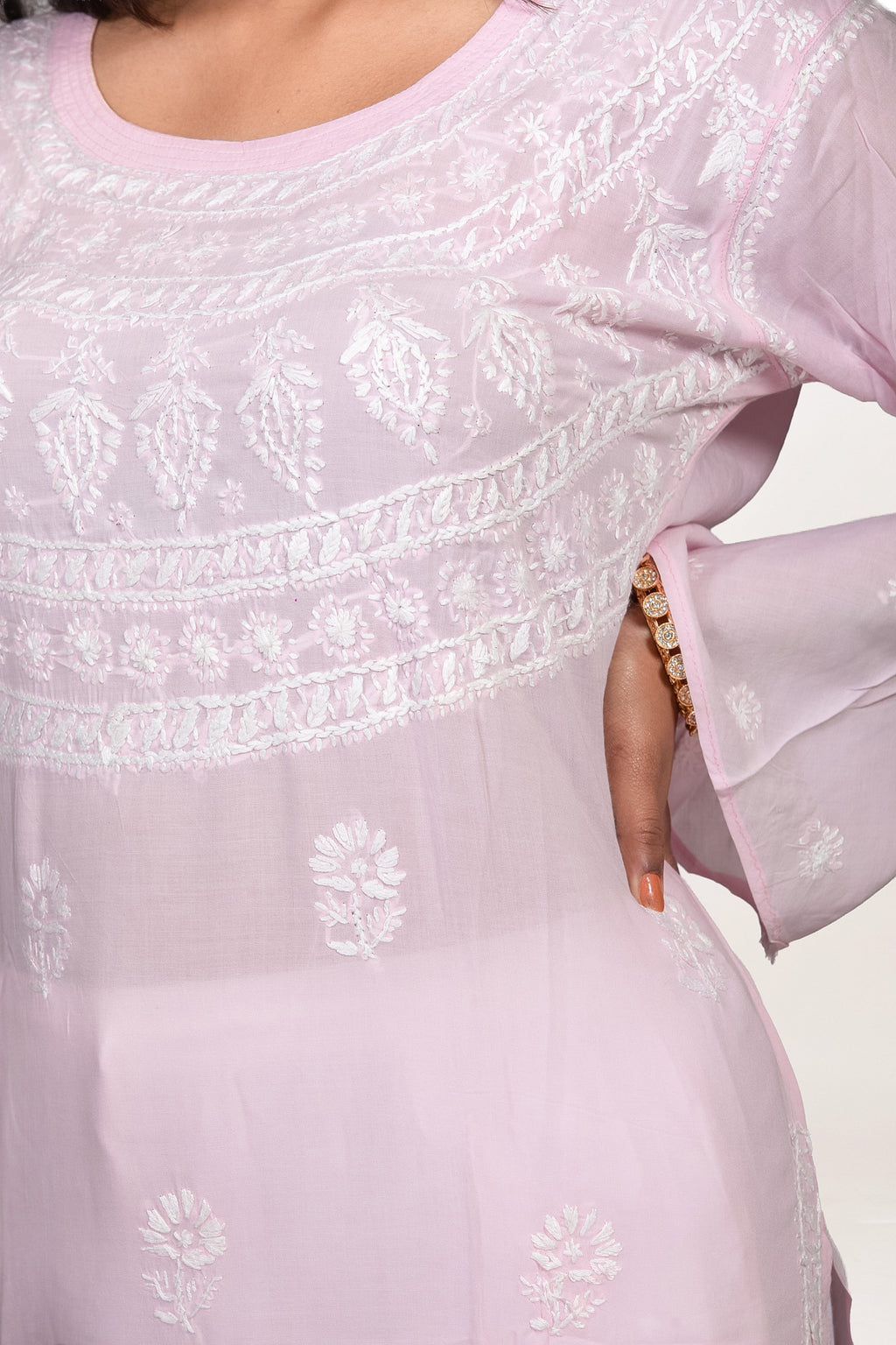 Baby Pink Modal Chikankari Kurti