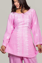 Pink Modal Chikankari Co-ord Set