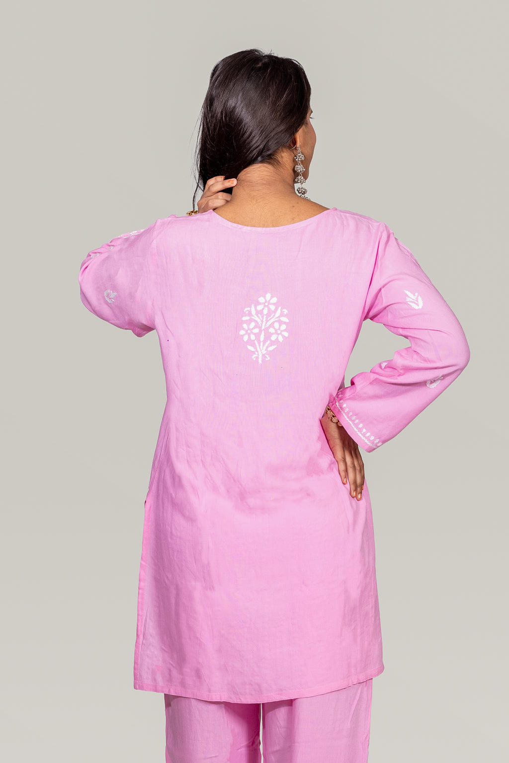 Pink Modal Chikankari Co-ord Set