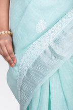 Pastel Green Chanderi Chikankari Saree