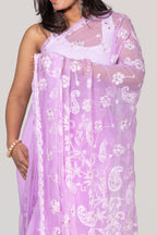 Purple Chikankari Saree