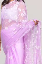 Purple Chikankari Saree