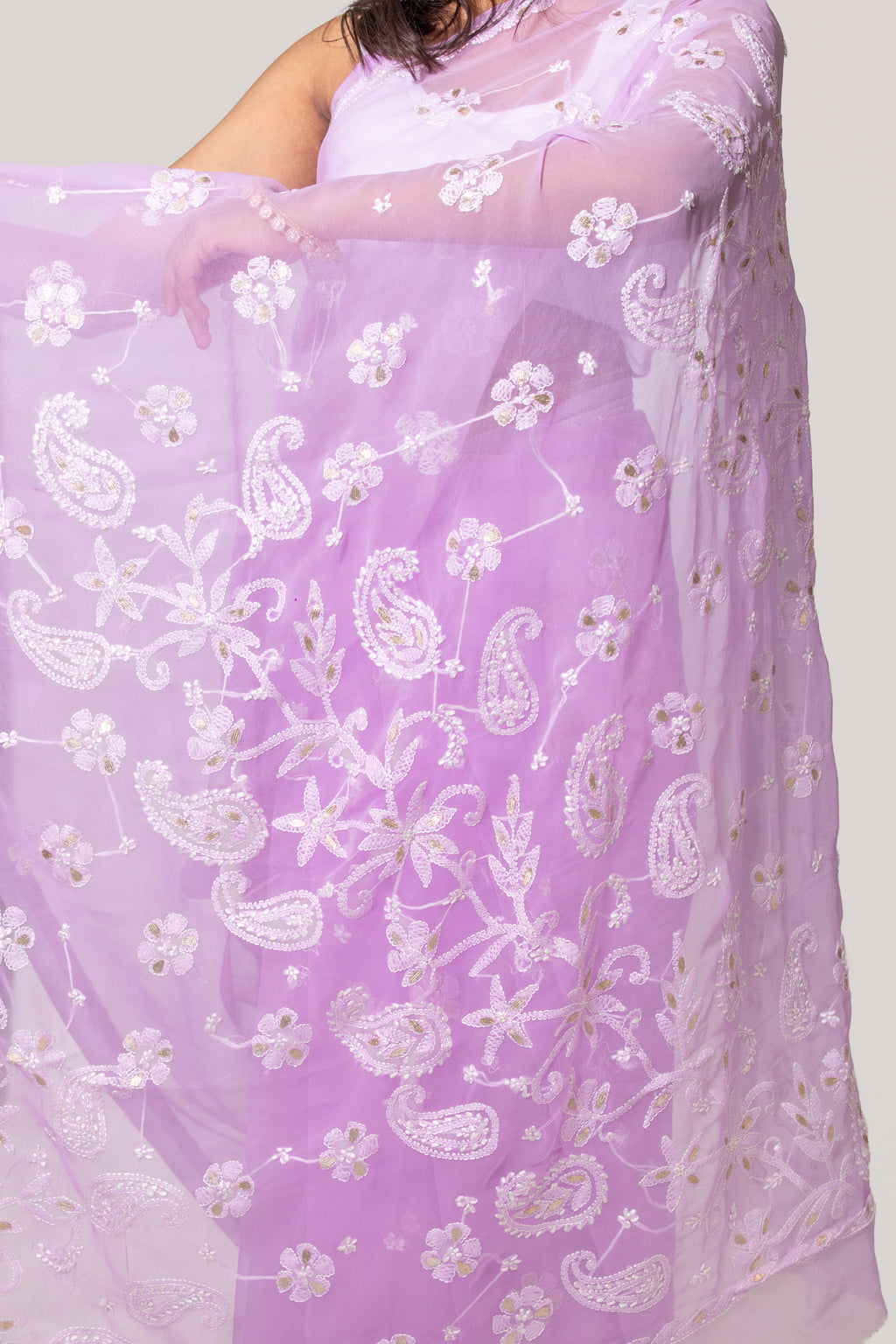 Purple Chikankari Saree