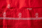 Ethereal Crimson: Hand-Embroidered Red Chikankari Unstitched Dress Material Set