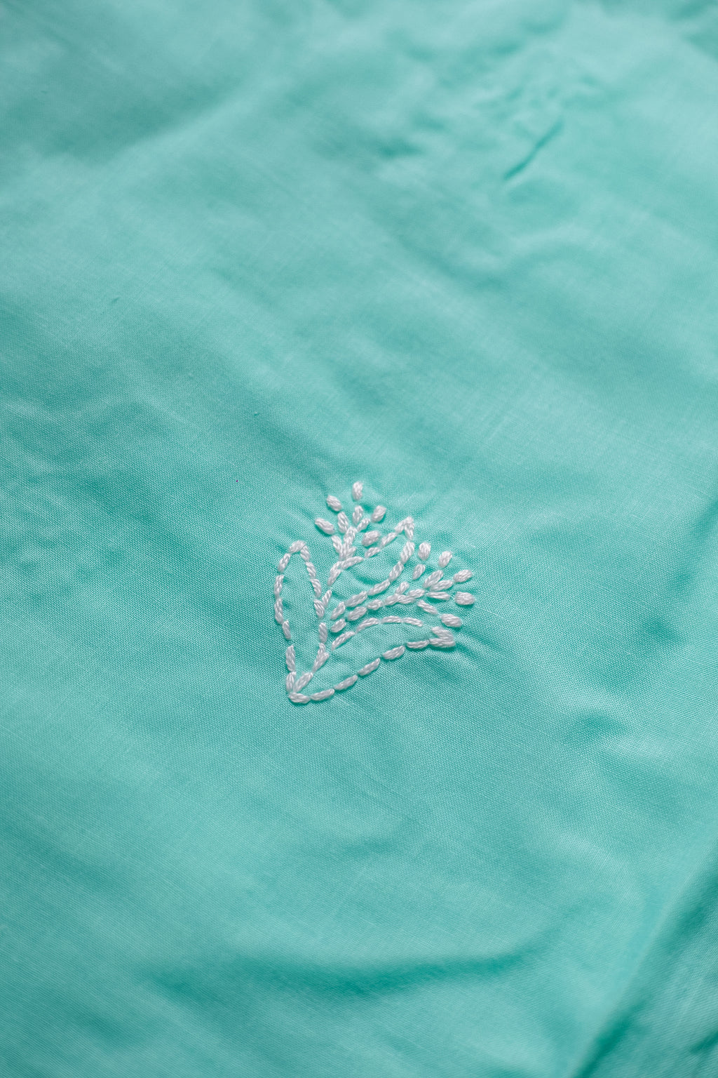Mint Freshness: Hand-Embroidered Light Green Chikankari Unstitched Dress Material