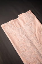 Peach Perfection: Hand-Embroidered Chikankari Unstitched Dress Material Set