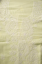 Light Yellow Hand-Embroidered Chikankari Unstitched Dress Material
