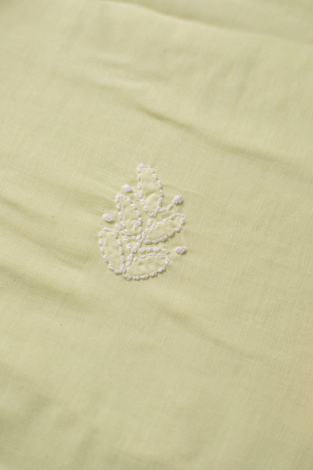 Light Yellow Hand-Embroidered Chikankari Unstitched Dress Material