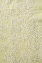 Light Yellow Hand-Embroidered Chikankari Unstitched Dress Material