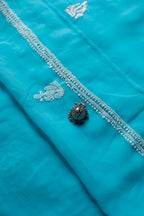 Blue Georgette Hand-Embroidered Chikankari Unstitched Dress Material