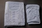 Slate Grace: Hand-Embroidered Grey Chikankari Unstitched Dress Material Set