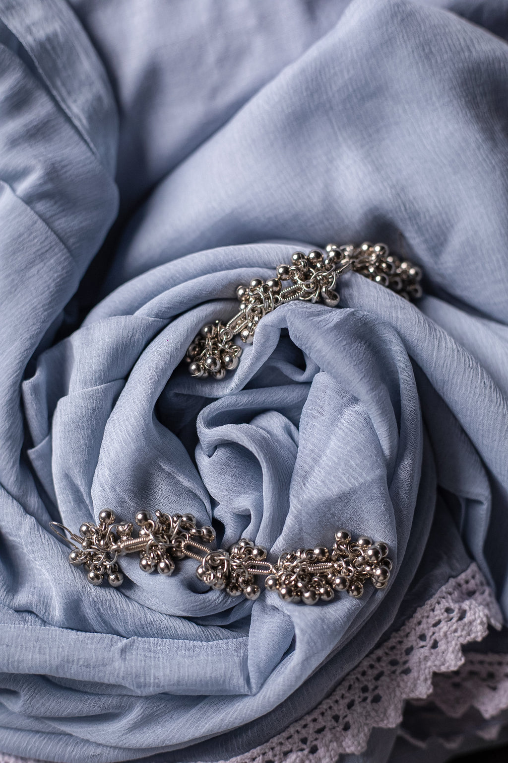 Slate Grace: Hand-Embroidered Grey Chikankari Unstitched Dress Material Set