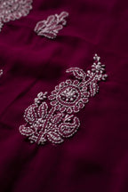 Wine Georgette Chikankari 3-Piece Unstitched Dress Material