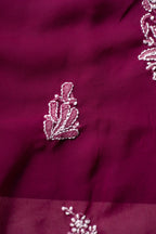 Wine Georgette Chikankari 3-Piece Unstitched Dress Material