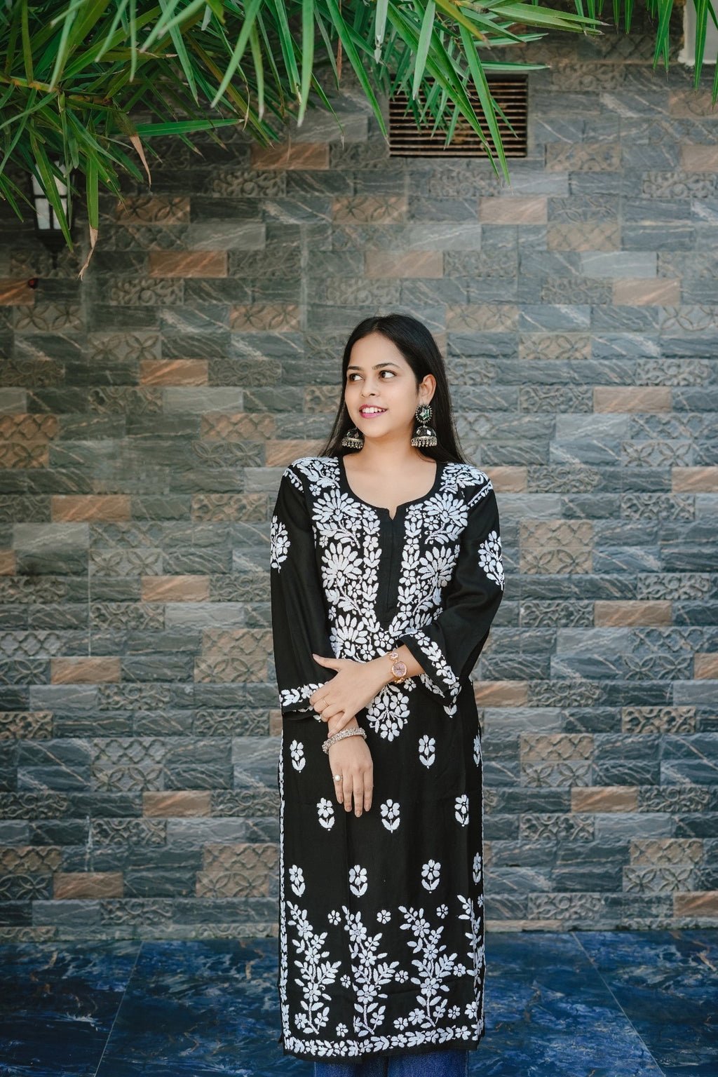 Black Rayon Chikankari Kurti