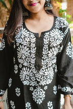 Black Rayon Chikankari Kurti