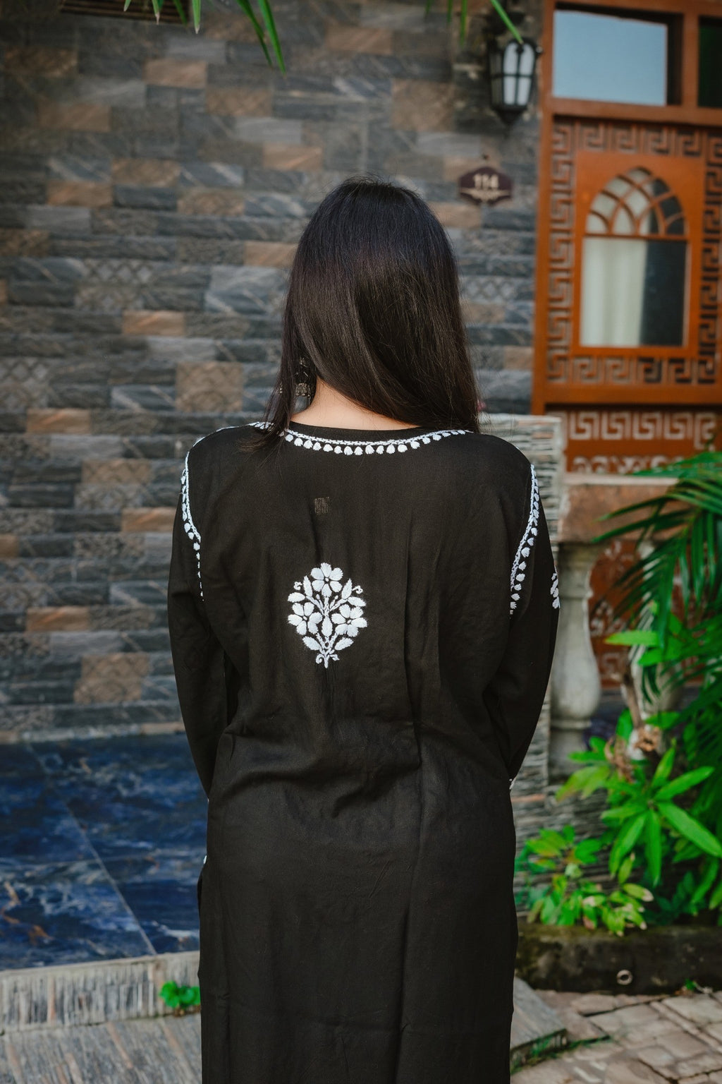 Black Rayon Chikankari Kurti