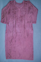 Pink Chanderi Chikankari Kurti and Palazzo Set