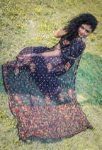 Black Georgette Chikankari Saree with Keel Kangan Work