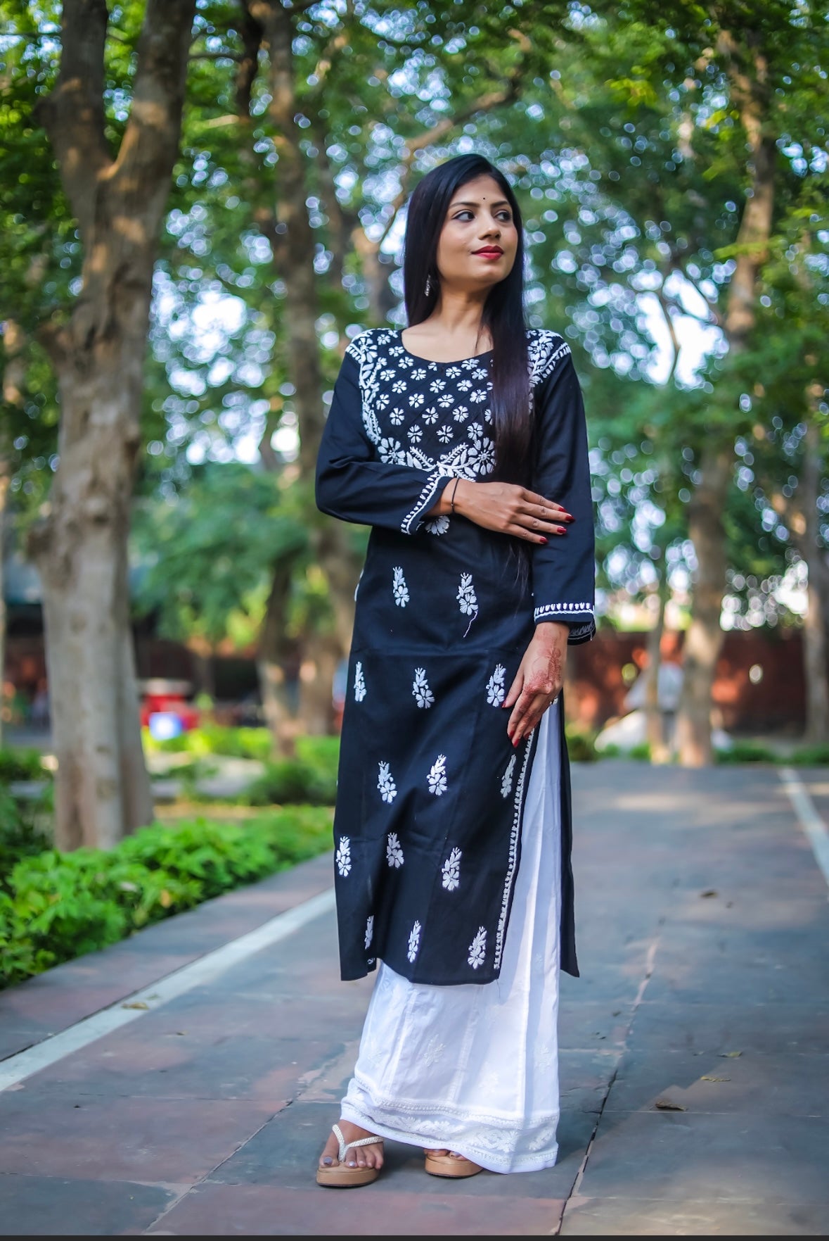 Black  Cotton Chikankari Kurta