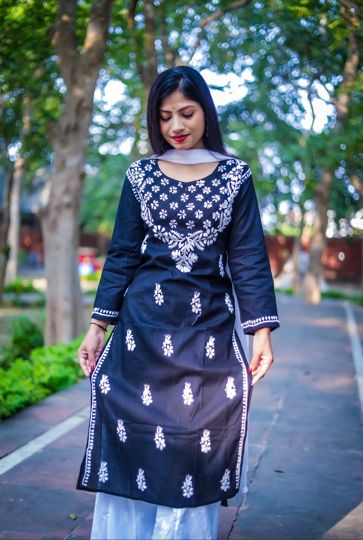 Black  Cotton Chikankari Kurta